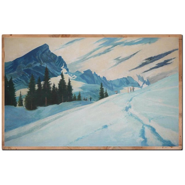 Adalbert Von Wex, Skiers in Garmisch, Early 20th Century, Oil on Canvas For Sale - Image 13 of 16