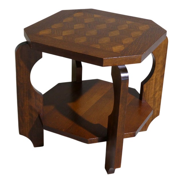 Art Deco Oak Side Table, 1940s For Sale
