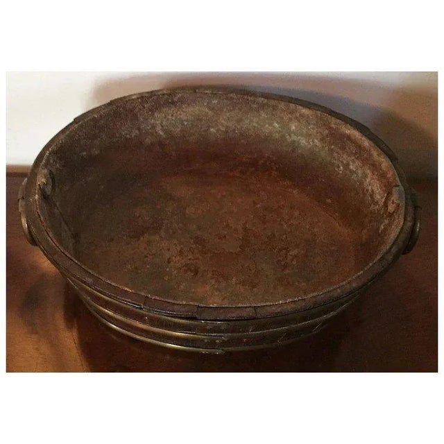 Brown Small Scale Antique 19th Century English Regency Brass Bound Oval Wine Tub or Planter With Ring Handles For Sale - Image 8 of 11