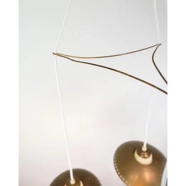 Vintage 3-Arm Ceiling Pendant in Opal Glass and Brass by Bent Karlby, 1950s For Sale - Image 6 of 13