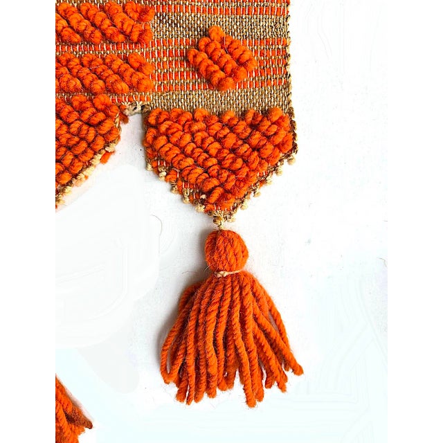1970s Wool on Jute Wall Hanging With Tassels For Sale - Image 10 of 14