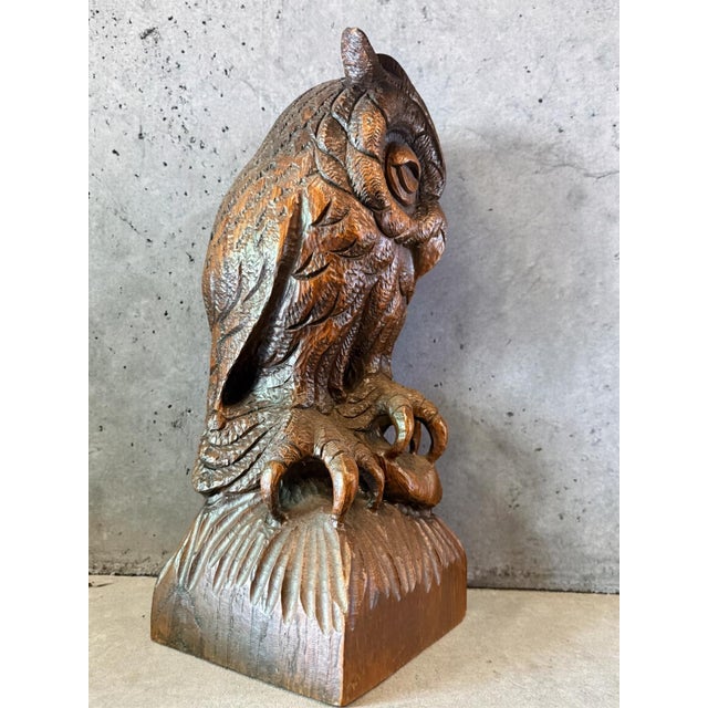 Solid hand-carved wooden owl – heavy sculpture – ca. 1960 Beautiful and characterful hand-carved owl sculpture made of...