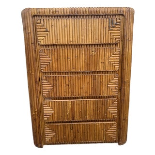 1970's Waterfall Rattan Tall 5 Drawer Chest Manner of Gabriela Crespi For Sale