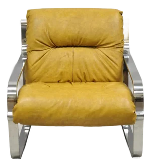 Mid Century Modern Chrome Milo Baughman Style Club Lounge Chair by Agi Ind.