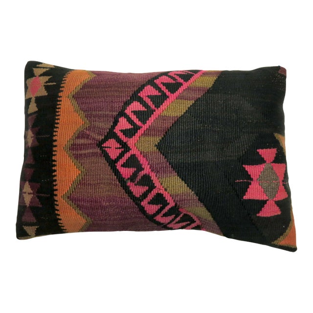 Large Pillow Made from Vintage Bohemian Kilim For Sale