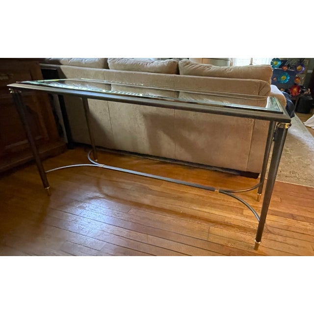 Mid-Century Modern 1990s Design Institute America (Dia) Mixed Metal Console Table - Milo Baughman Style For Sale - Image 3 of 18