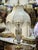 French Crystal Beige Table Lamp – Ornate Gold Leaf Base For Sale - Image 4 of 6