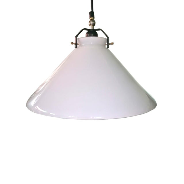 Pendant in Opal White Glass and Enamelled Metal, 1970s For Sale - Image 4 of 5