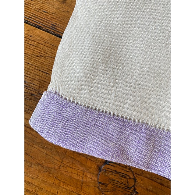 Vintage Linen Color Blocked Hemstitched Hand/Kitchen Towels, Set of 4 For Sale - Image 4 of 10
