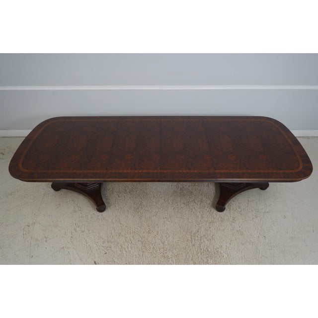 Henredon Mahogany Double Pedestal Inlaid Dining Table For Sale - Image 11 of 18