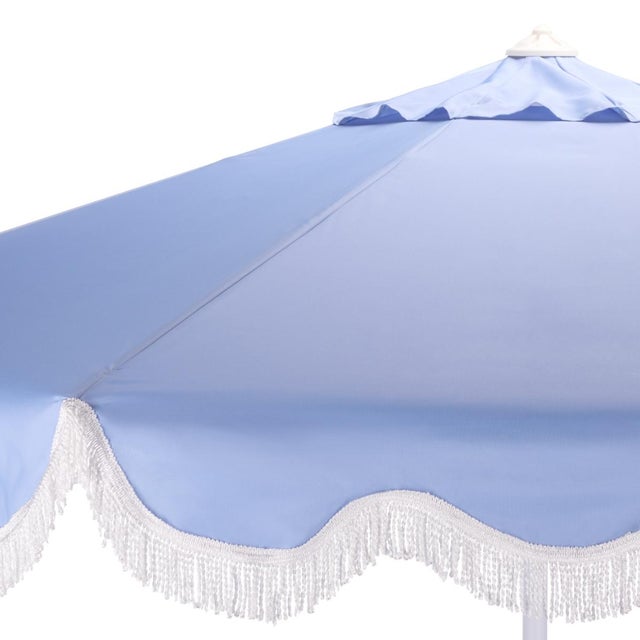 Spritely Home Torsa 9 Ft Crank Umbrella, Baby Blue/White Pole For Sale - Image 4 of 9