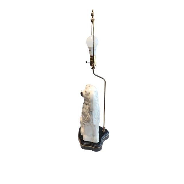 Wood Antique English Staffordshire Dog Lamp For Sale - Image 7 of 9