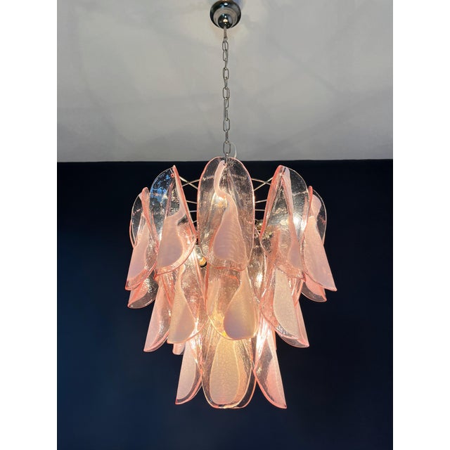 Italian Vintage Pink Murano Glass Lattimo Rondini Chandelier, 1990s For Sale - Image 15 of 17