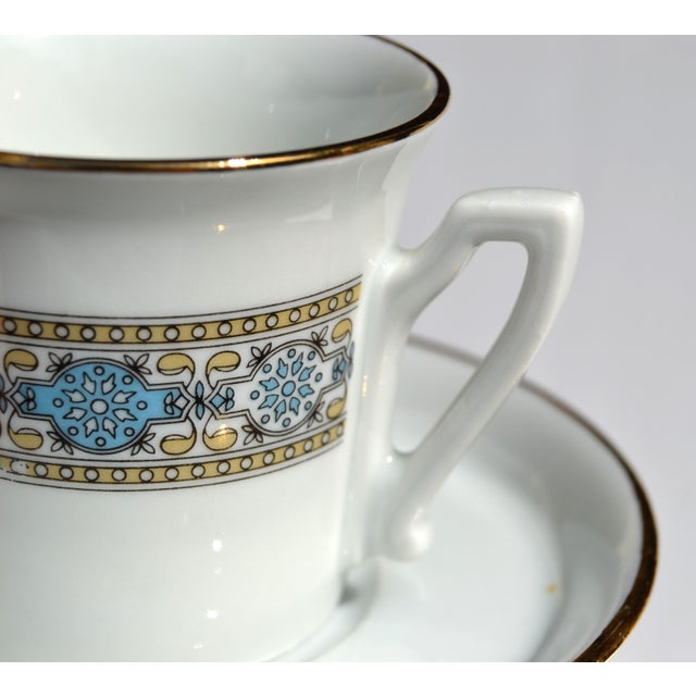 Ceramic 1950s Italian Demitasse Espresso Cup Set of 6 Matching Saucers Gold Leaf Porcelain For Sale - Image 7 of 14