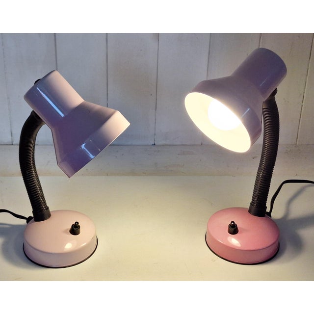 Vintage Adjustable Bedside Lamps with Pink Metal Housing from Kramer, 1980s, Set of 2 For Sale - Image 6 of 8
