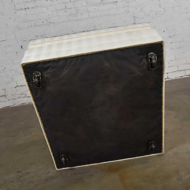 Mid-Century Modern Off White Tone on Tone Stripe Lounge Chair on Rolling Casters For Sale - Image 12 of 13