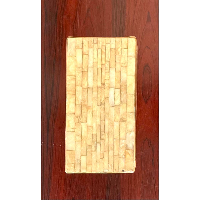 Ivory Vintage Boho Tessellated Capiz Shell Trinket Box For Sale - Image 8 of 8