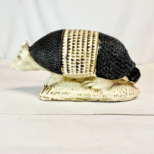 Black 1970s Vintage Boho Chic Rustic Mexican Plaster Armadillo Sculpture For Sale - Image 8 of 12