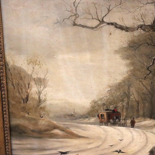 Antique Oil on Canvas Painting of a Winter Landscape by I. G. Jenkins C1900 For Sale - Image 12 of 13