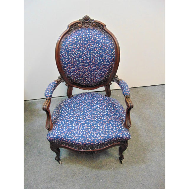 Victorian Victorian Rose Carved Mahogany Chair For Sale - Image 3 of 7