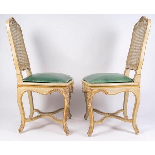 20th Century Louis XV Carved and Lacquered Wooden Chairs, Set of 6 For Sale - Image 10 of 12