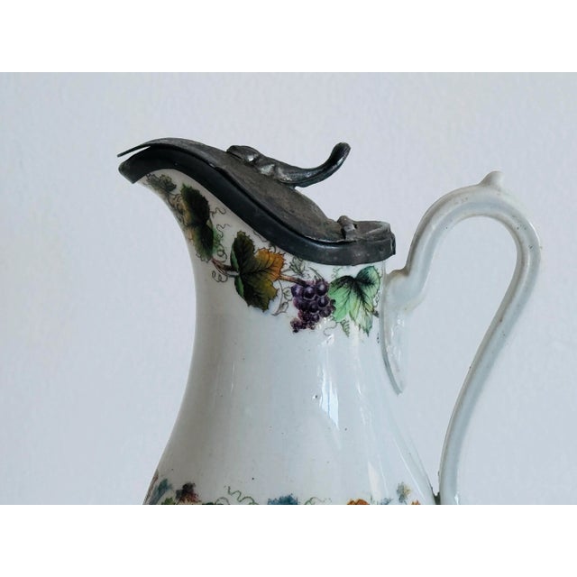 Late 19th Century English Victorian Floral Decorated Ironstone Syrup Pitcher For Sale - Image 4 of 8