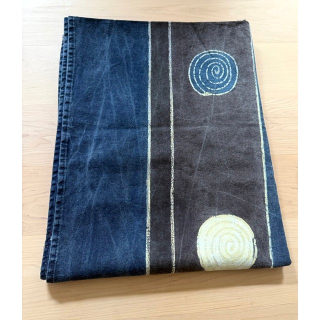 African VTG Africa Decorative Panno Cotton Canvas Hand Printed For Sale - Image 3 of 5