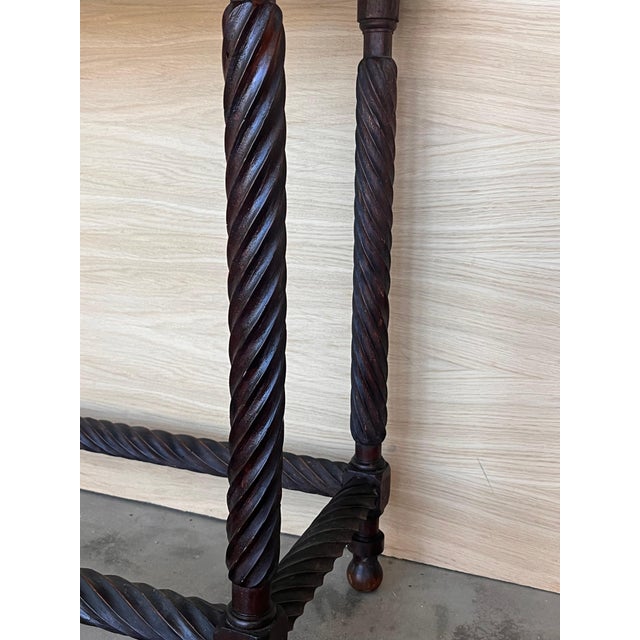 19th Spanish Side Table with Cared Turned Legs and carved edges For Sale - Image 11 of 18