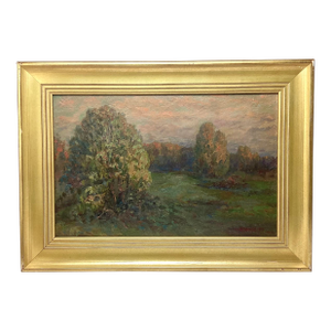 1990s Russian Impressionist Landscape Painting on Board Signed and Dated