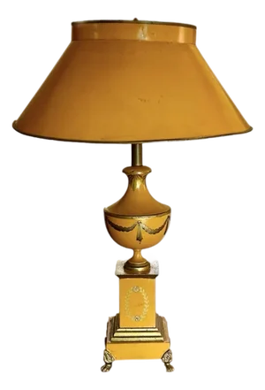 Vintage Italian Neoclassical Yellow Tole Table Lamp