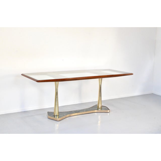 Italian Dining Table in Teak and Marble, 1960s For Sale - Image 9 of 14
