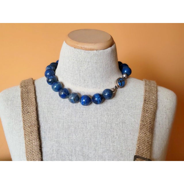 Lapis Lazuli Necklace With Vintage Crystal Clasp, 18" For Sale In Cleveland - Image 6 of 8