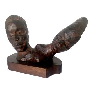 Carved 2-Headed African Bust For Sale