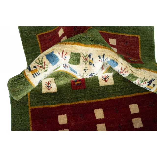 Hand-Knotted Gabbeh Nomad Rug in Wool For Sale - Image 9 of 11