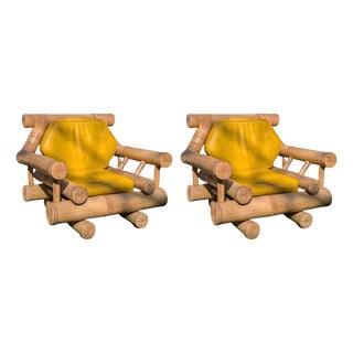 Vintage Bamboo Lounge Chairs, 1970s, Set of 2 For Sale
