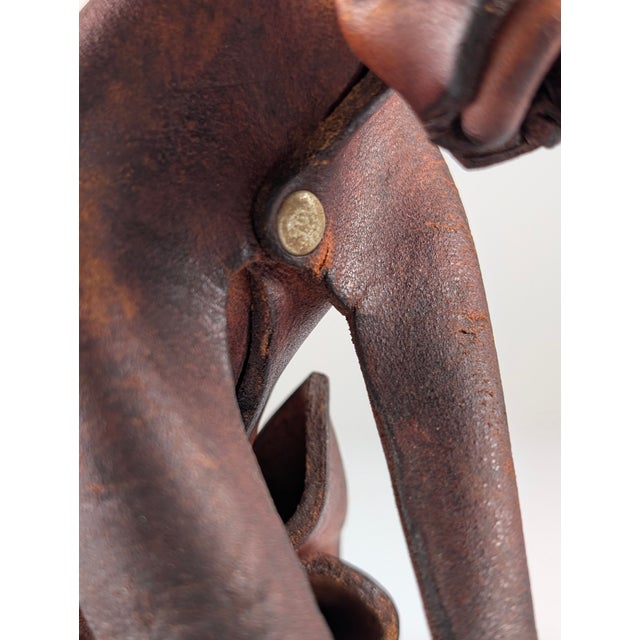 Beautiful boxer dog figure handmade in leather preserving its beautiful original patina from the 1960s. After further...