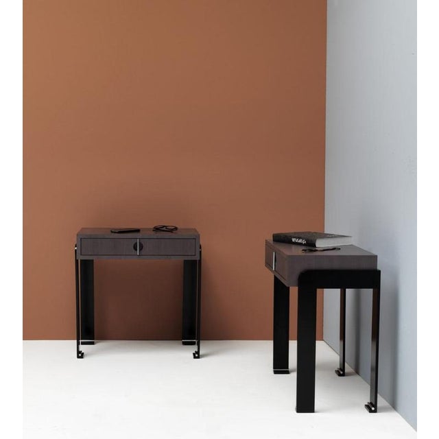 Contemporary Lio Desk 140 in Tanganika Grigio Walnut and Black Steel by Haymann Editions For Sale - Image 3 of 4