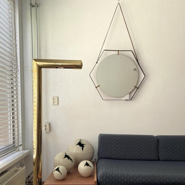 Hexagonal Mirror by Santambrogio & De Berti, Italy, 1960s For Sale - Image 4 of 8