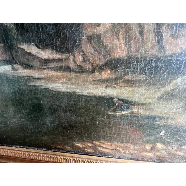 Lively Village by the River, 20th Century, Oil Painting on Canvas, Framed For Sale - Image 5 of 18
