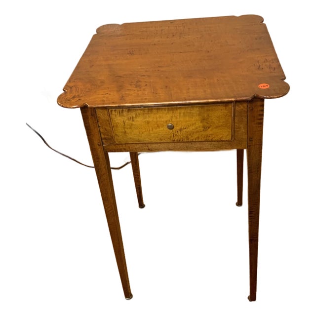 Vintage Tiger Maple Cookie Cutter Corner Side Table For Sale