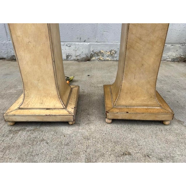 Pair of 1990s Lexington Furniture Cream Leather Floor Lamps With Matching Leather Shades For Sale - Image 11 of 17