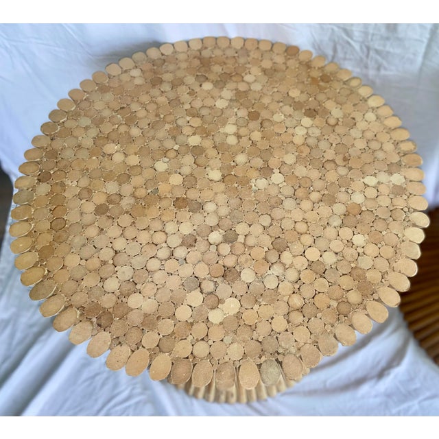 Mid-Century Modern McGuire Round Wheat Bamboo Sheaf Base Side or Accent Tables - Two Available For Sale In Naples, FL - Image 6 of 9