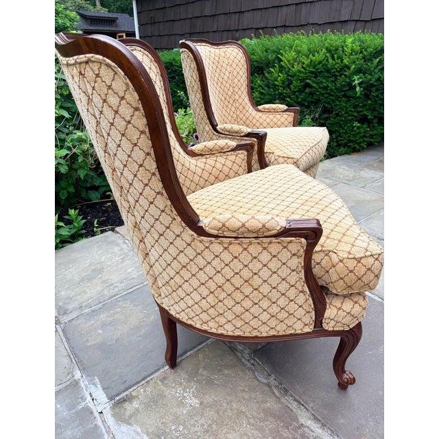 French Provincial Pair of Vintage French Provincial Wingback Chair From Ethan Allen For Sale - Image 3 of 8
