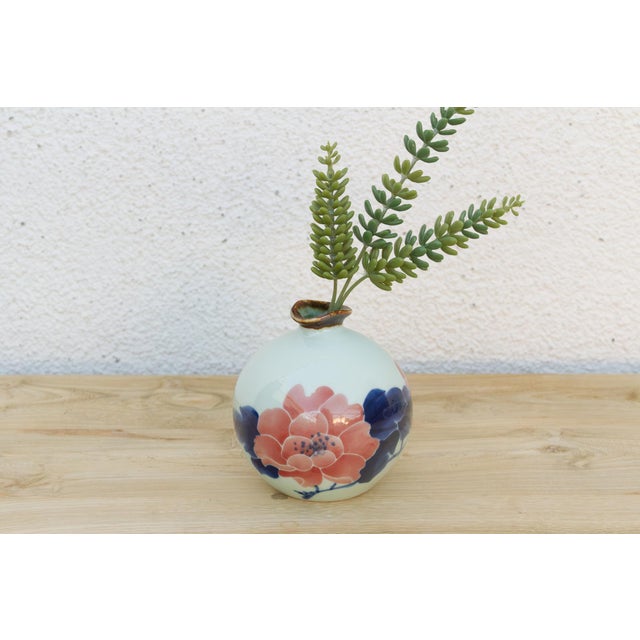Hand-Painted Peony Motif Porcelain Vase For Sale In Los Angeles - Image 6 of 6