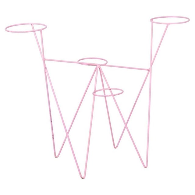 Pink Mid-Century Czech Flower Stand in Painted Metal, 1950s For Sale - Image 8 of 8