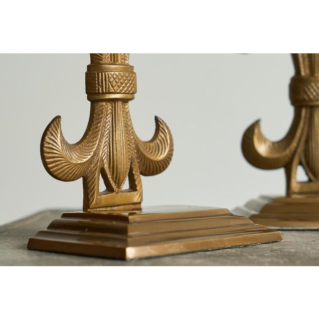 Fleur-De-Lis Bookends in Patinated Brass, 1960s, Set of 2 For Sale - Image 6 of 13