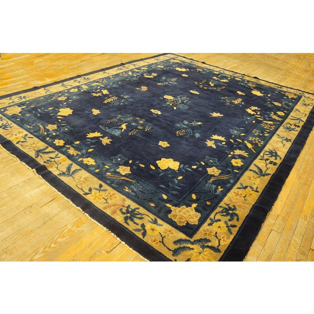 Early 20th Century Chinese Peking Carpet ( 9' x 11'6'' - 275 x 350 ) Blue Ivory Beige Cream White 1920s Hand Knotted Pile...