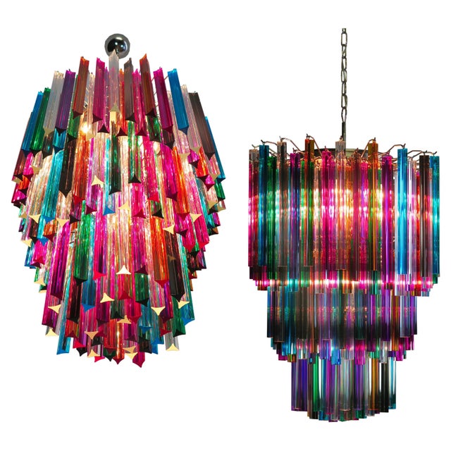 Multicolor Arlecchino Murano Chandeliers, 1990, Set of 2 For Sale - Image 12 of 15