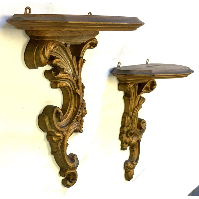 Mid 20th Century Syroco Wood Wall Brackets- A Pair For Sale - Image 10 of 14
