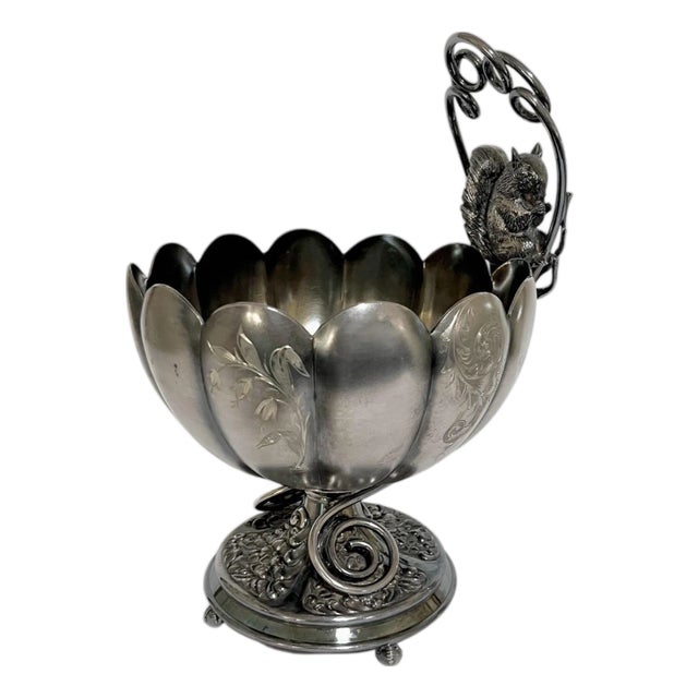 Antique Victorian Wilcox Silver Plate Squirrel Nut Bowl For Sale